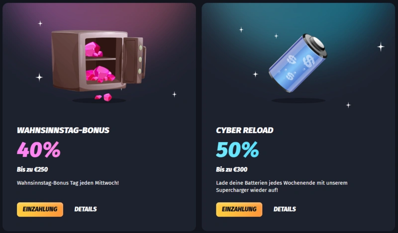 WinShark Wahnsinnstag-Bonus und Cyber Reload